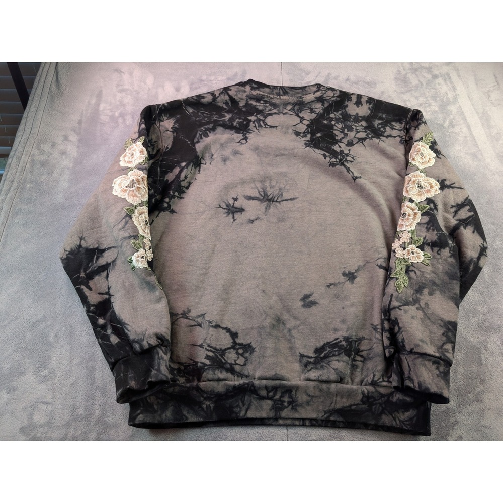 Civil Regime Mens Tie Dye Floral Embroidered Graphic Crewneck Sweatshirt Gray L - Picture 9 of 9